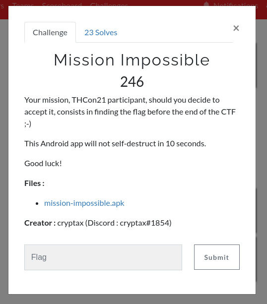 Instructions du challenge Mission Impossible